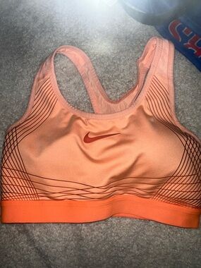 Nike Peach Racerback Sports Bra with Graphic Lines
